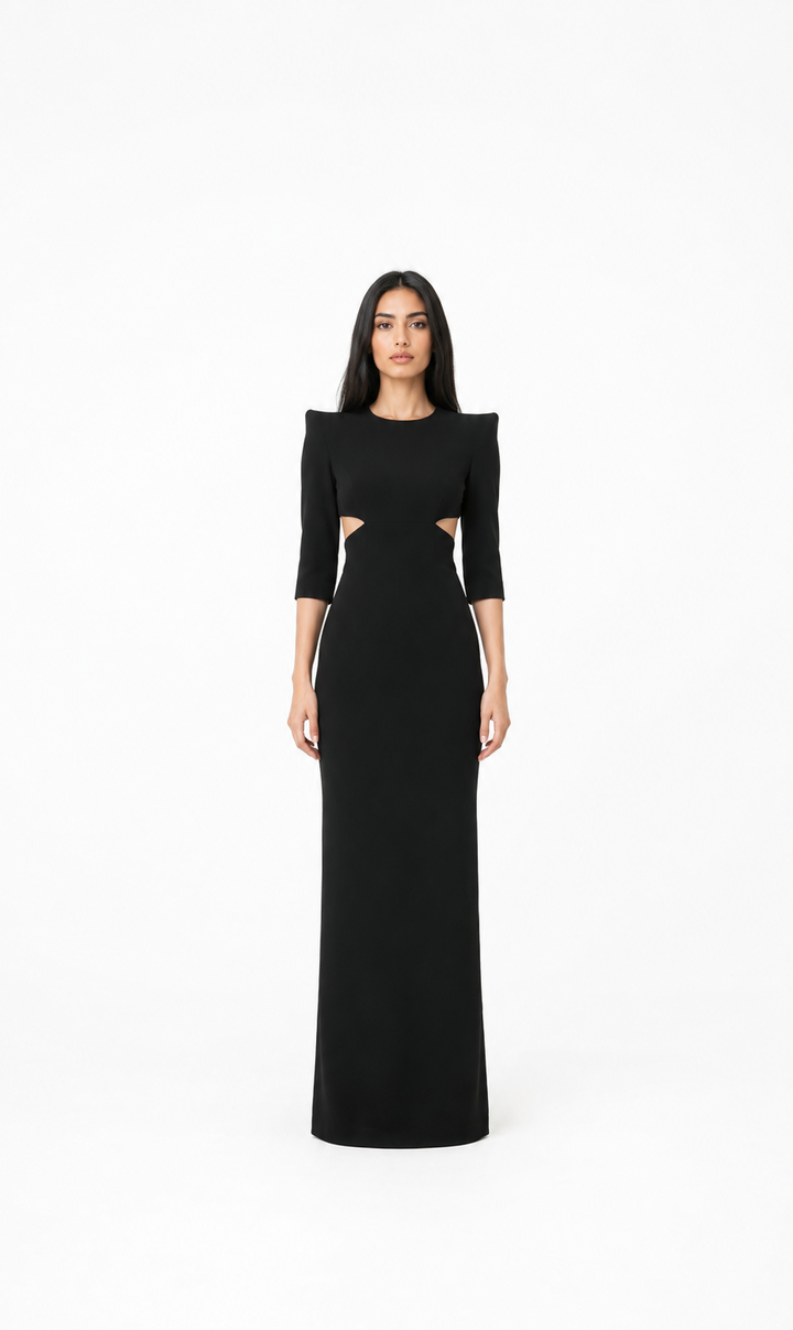 Black Cut-Out Maxi Dress – Elara