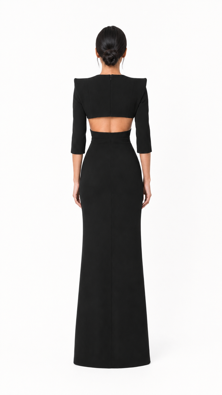 Black Cut-Out Maxi Dress – Elara