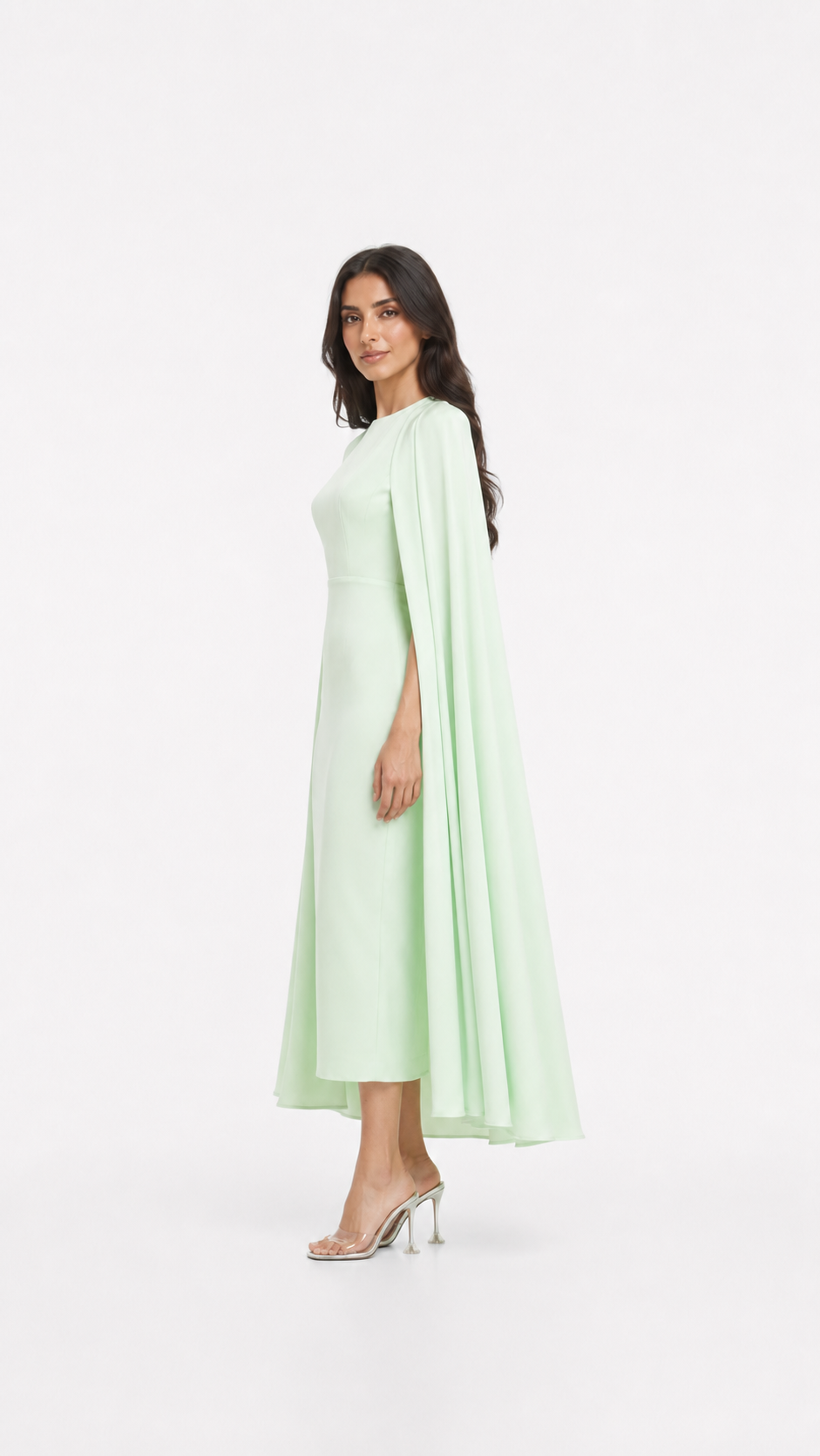 Mint Green Cape Midi Dress – Celeste