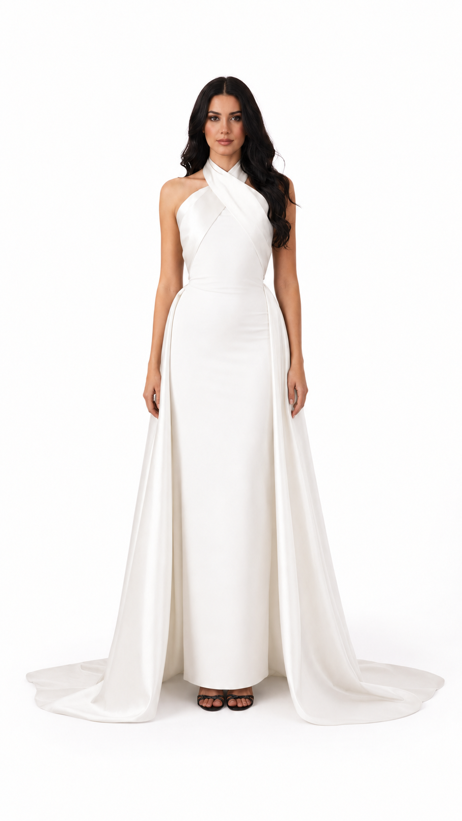 Black Cross Halter Cape Evening Gown – ELVIRE