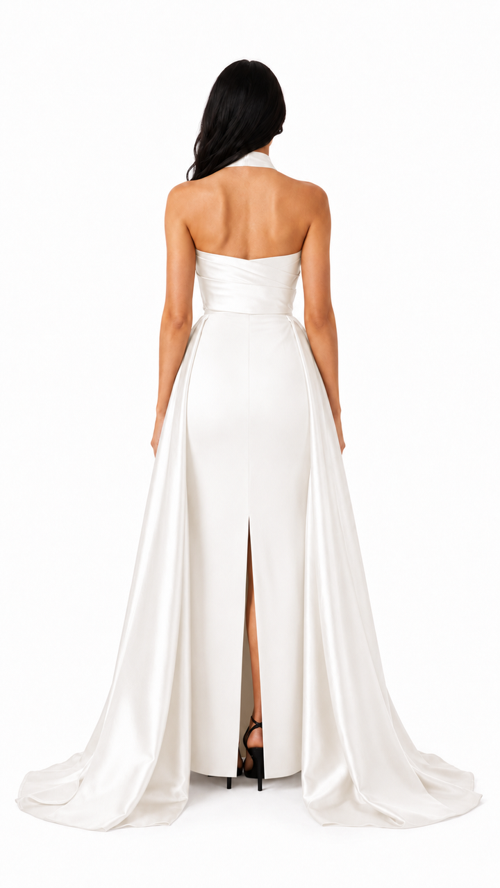 Black Cross Halter Cape Evening Gown – ELVIRE