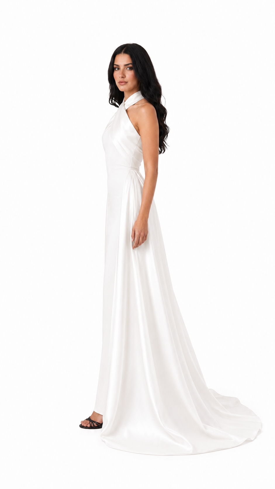 Black Cross Halter Cape Evening Gown – ELVIRE