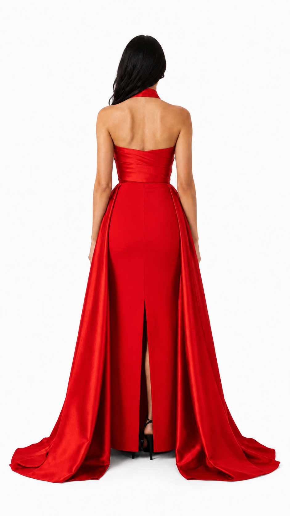Black Cross Halter Cape Evening Gown – ELVIRE
