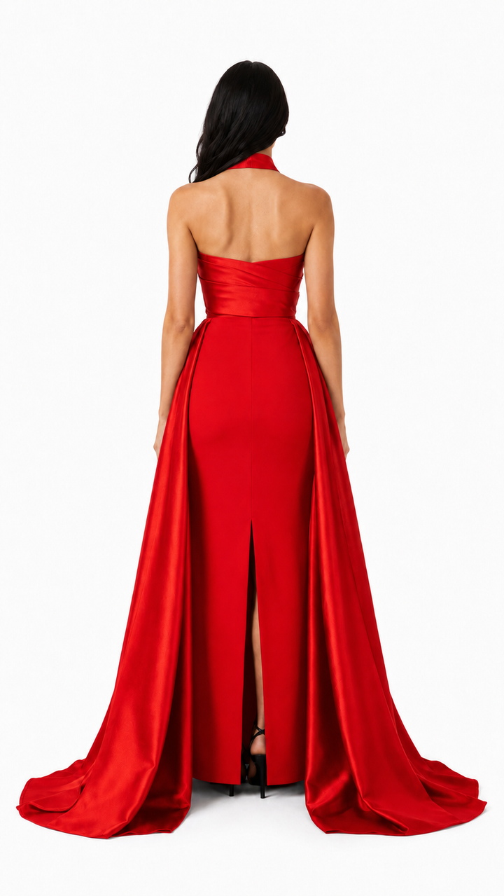 Black Cross Halter Cape Evening Gown – ELVIRE