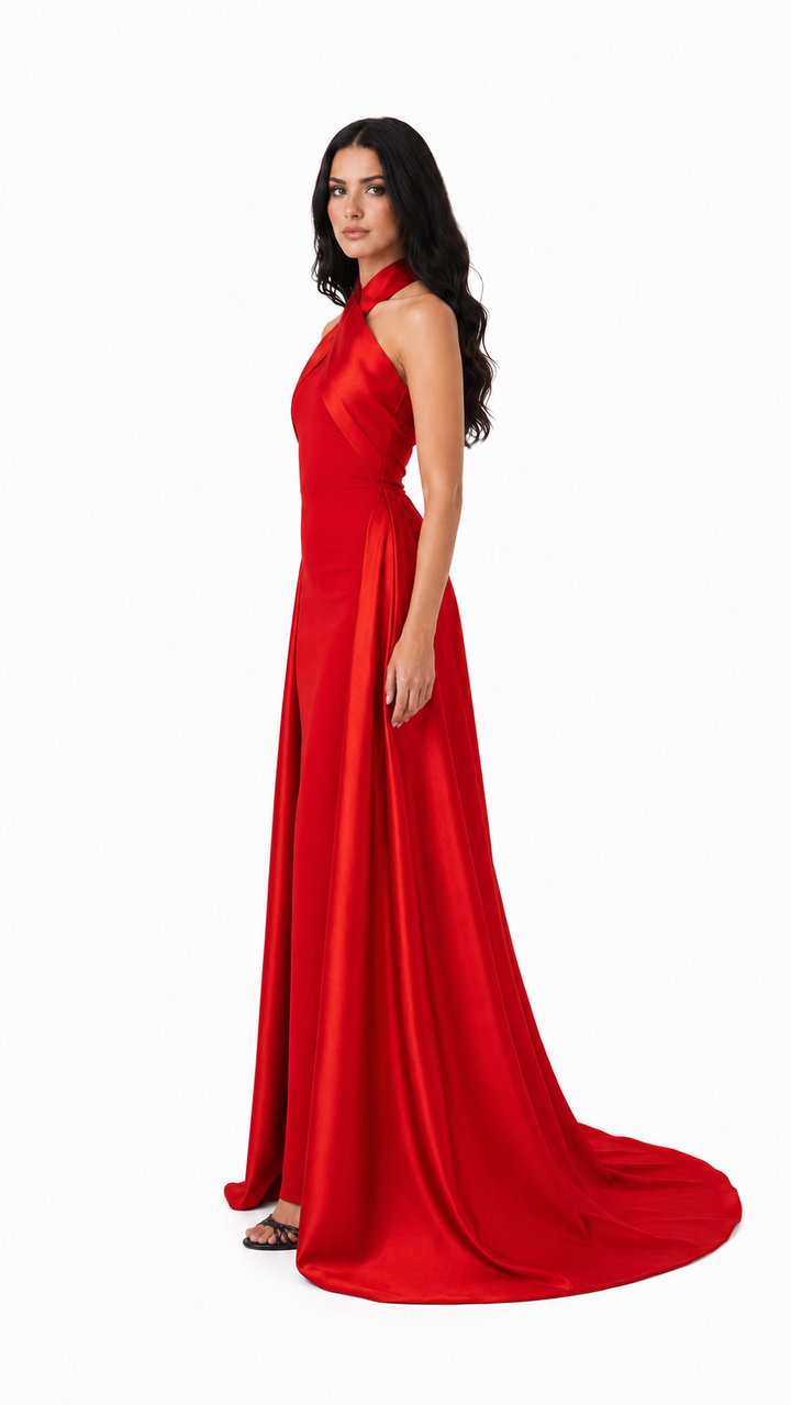 Black Cross Halter Cape Evening Gown – ELVIRE