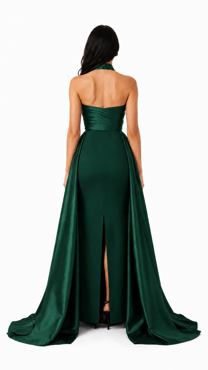 Black Cross Halter Cape Evening Gown – ELVIRE