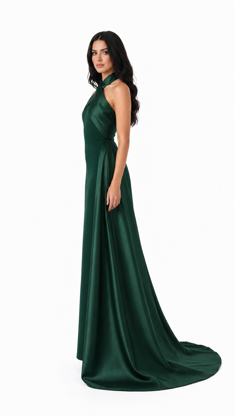 Black Cross Halter Cape Evening Gown – ELVIRE
