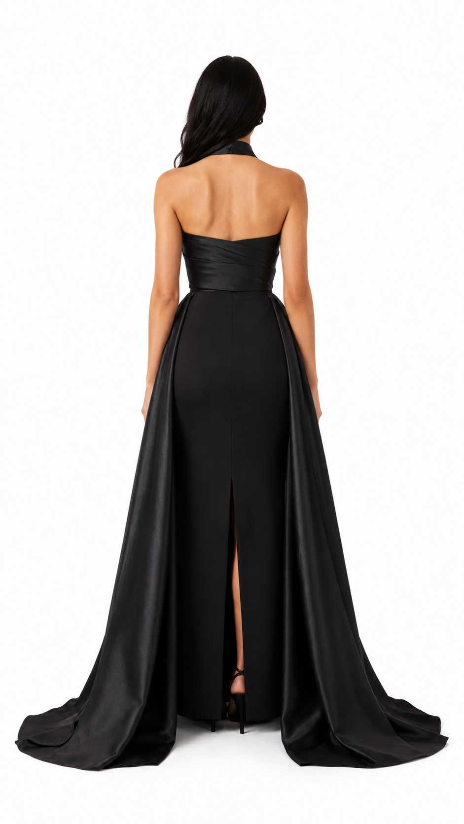 Black Cross Halter Cape Evening Gown – ELVIRE