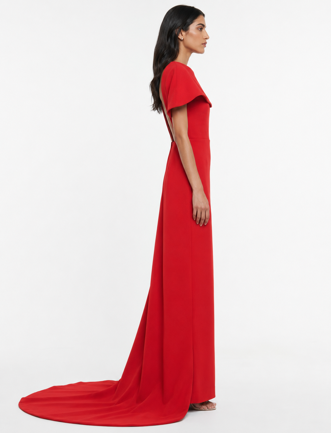 Red Cape Sleeve Column Evening Gown – SCARLETT