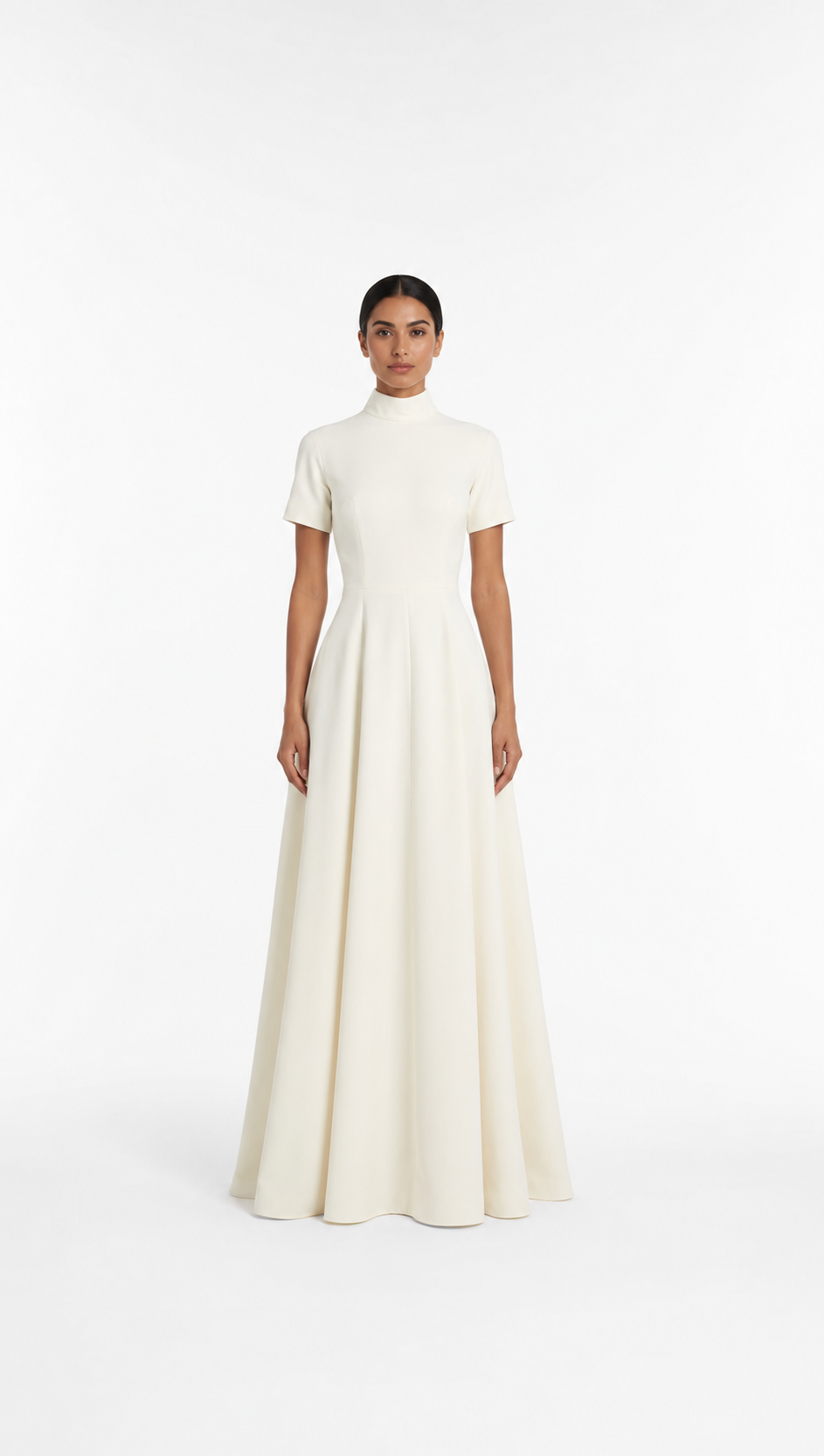 Ivory High Neck A-Line Maxi Dress – ARIA