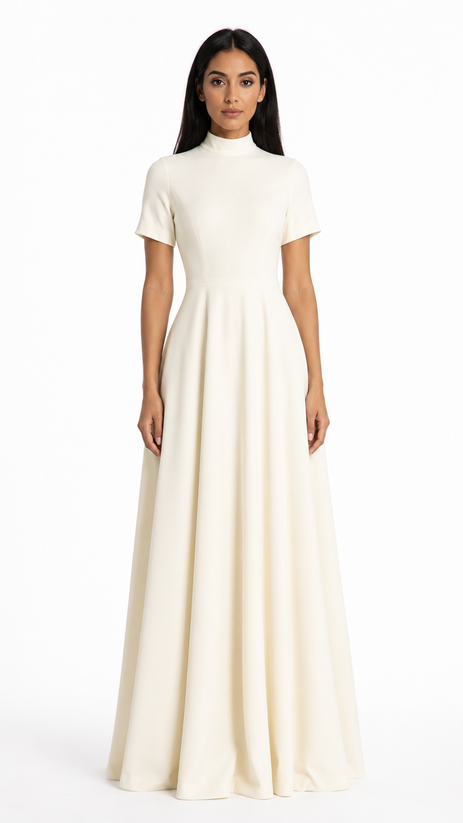 Ivory High Neck A-Line Maxi Dress – ARIA