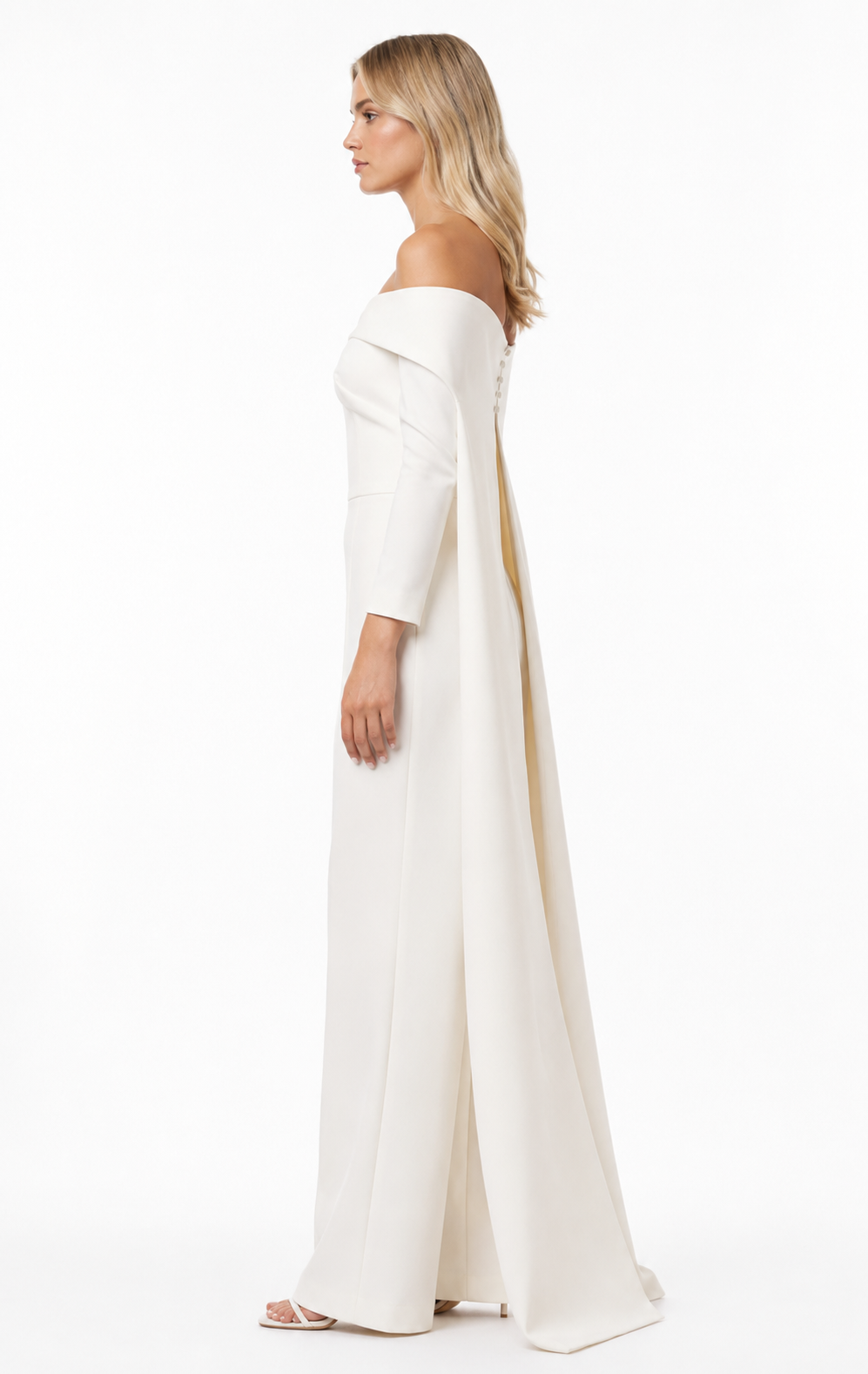 Ivory Off-Shoulder Cape Jumpsuit – ELYSIA