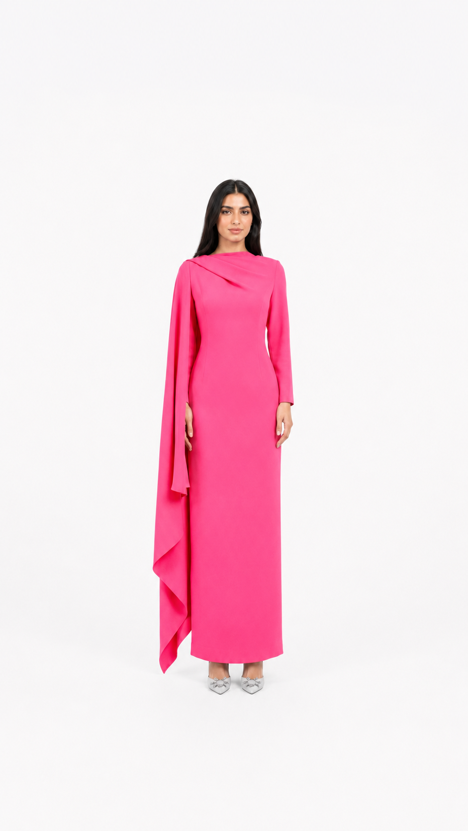 Sky Blue Cape Sleeve Column Maxi Dress – AZURA
