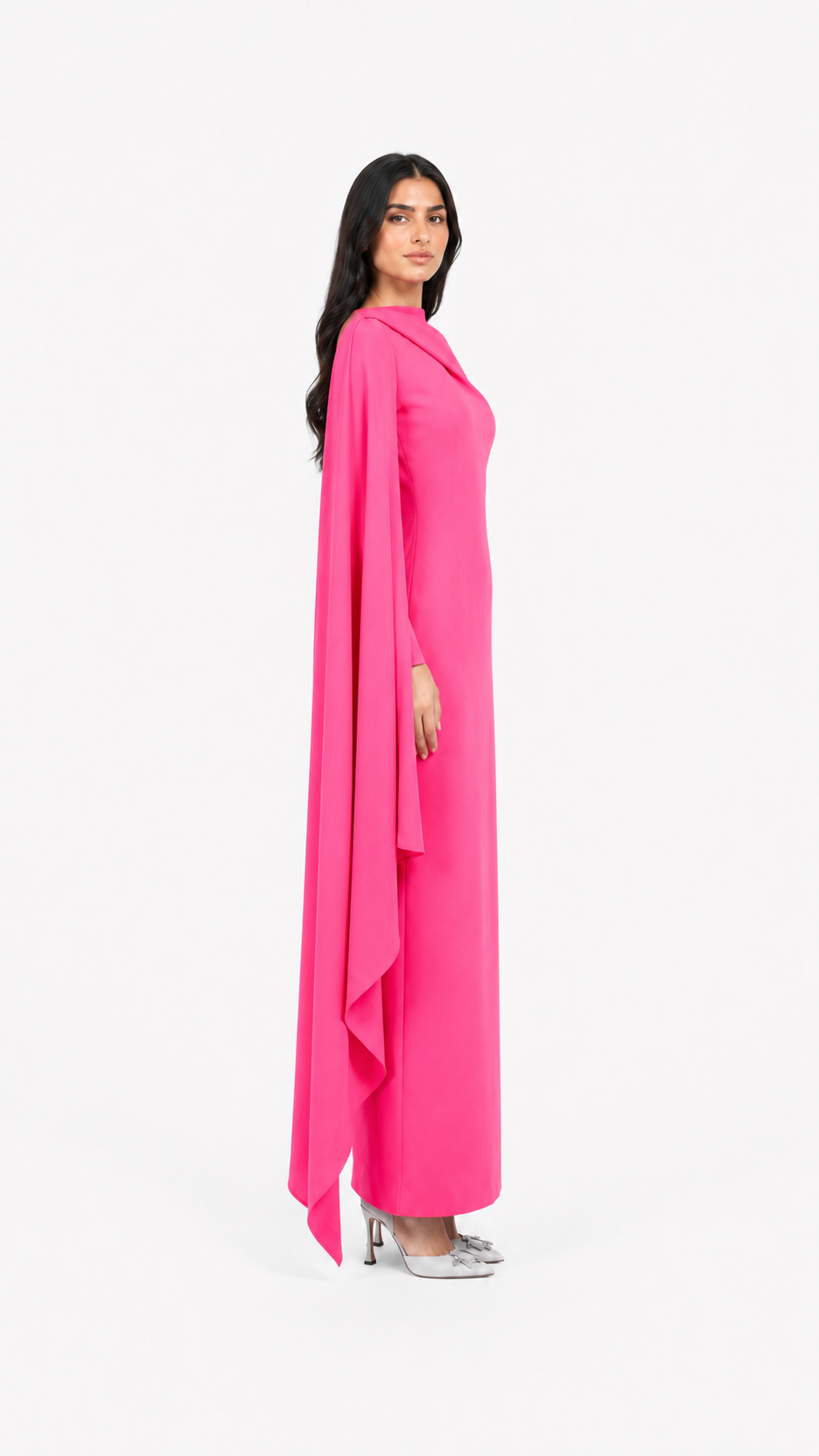 Sky Blue Cape Sleeve Column Maxi Dress – AZURA