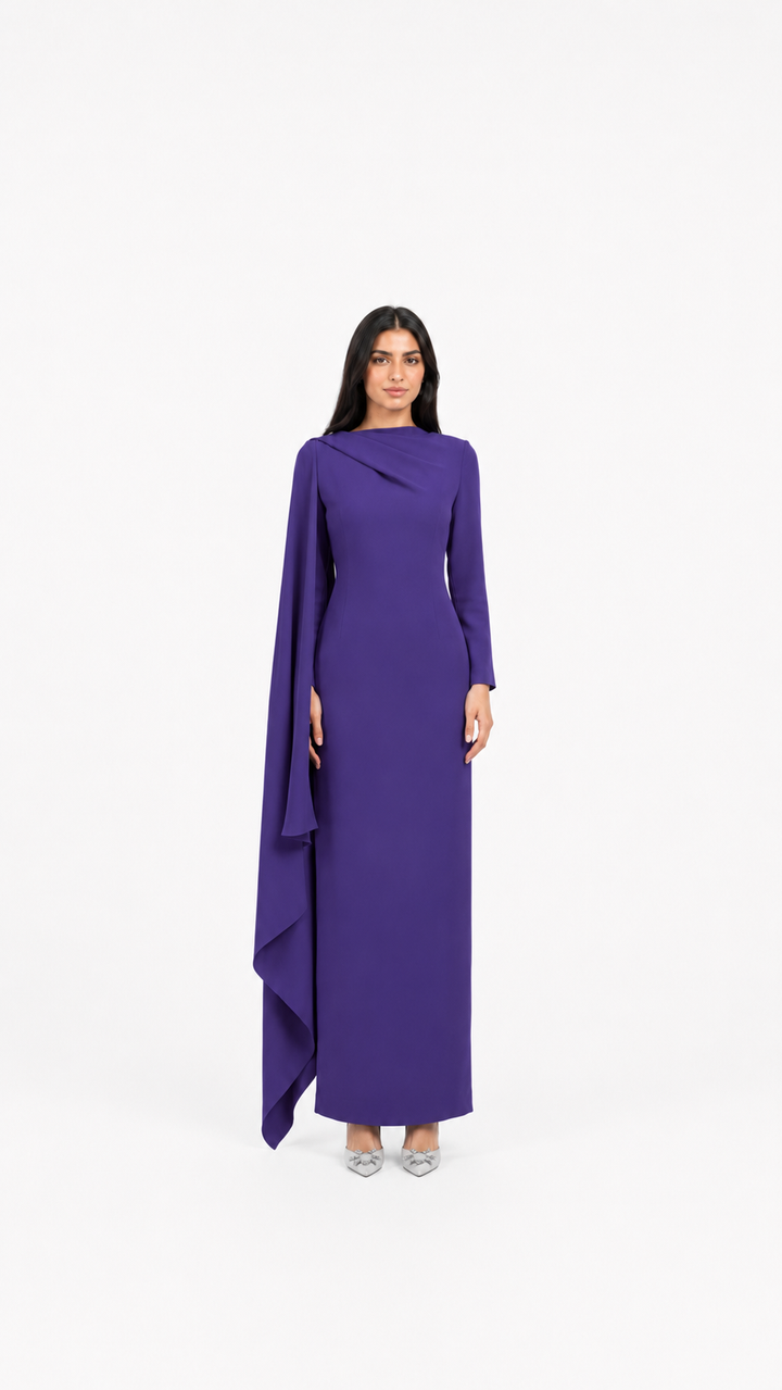 Sky Blue Cape Sleeve Column Maxi Dress – AZURA