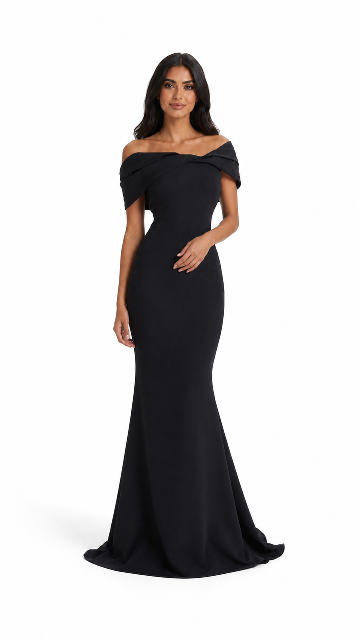 Black Off-Shoulder Mermaid Evening Gown – Solya