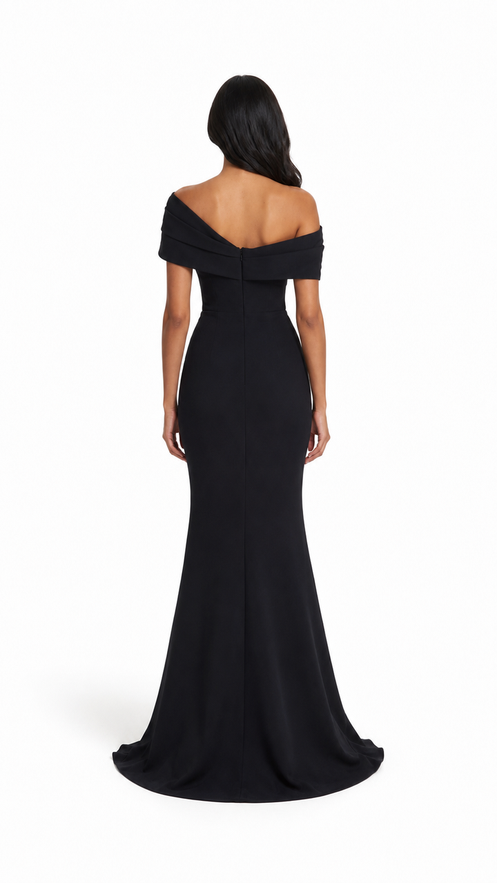 Black Off-Shoulder Mermaid Evening Gown – Solya