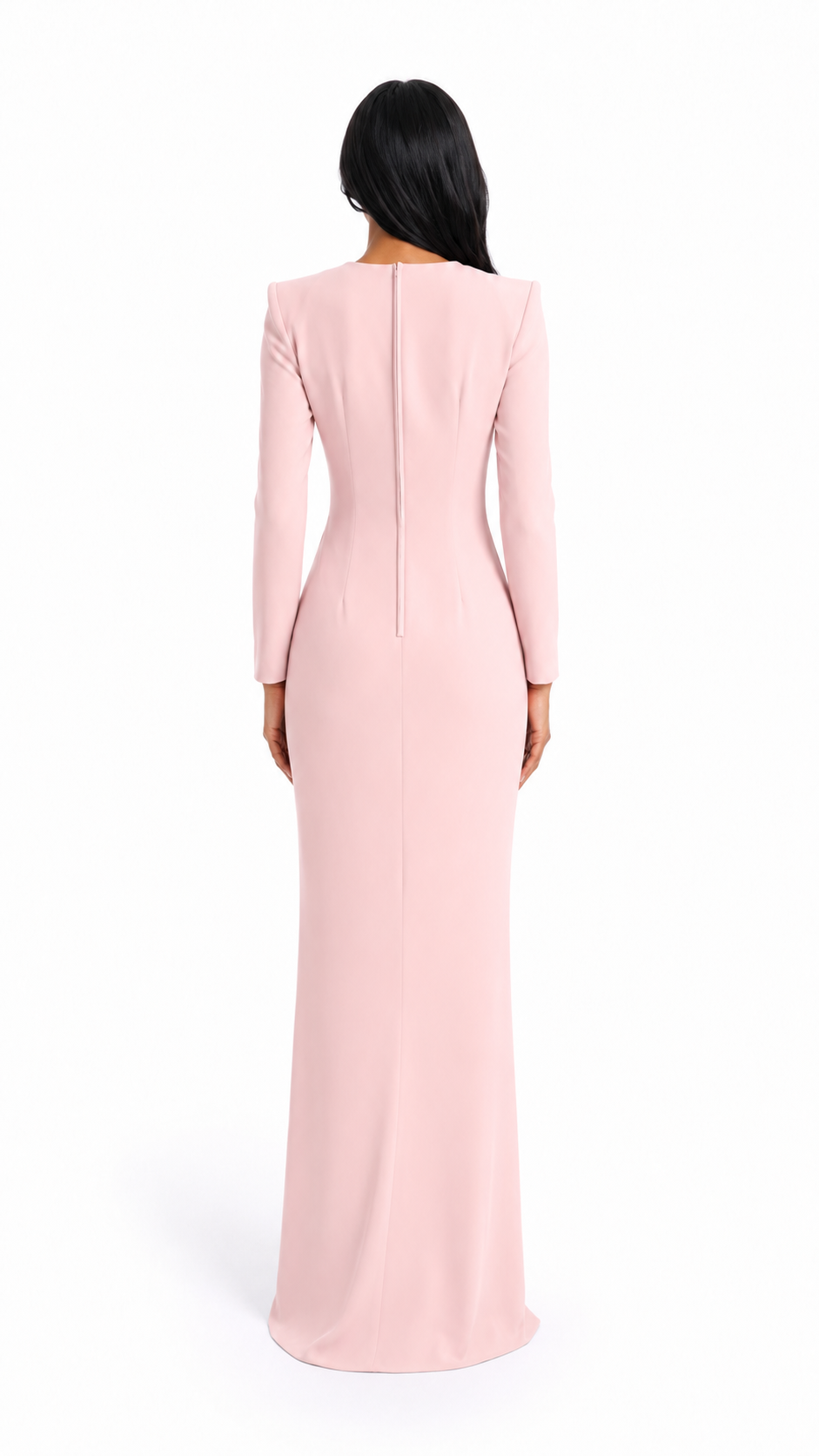Blush Pink Draped Slit Evening Gown – FOLSA