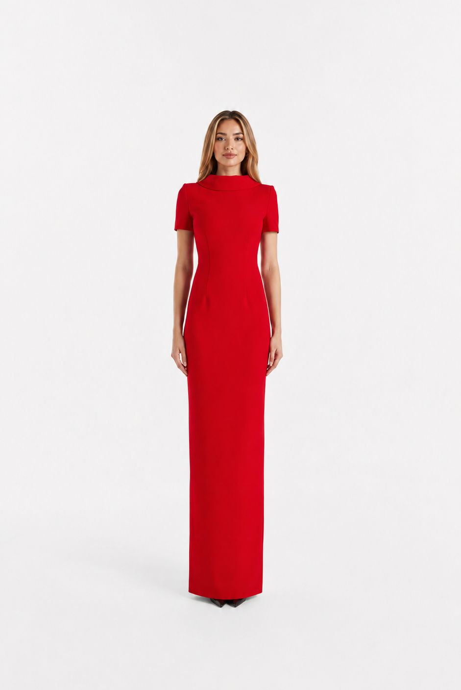 Red High Neck Column Maxi Dress – SCARLETT