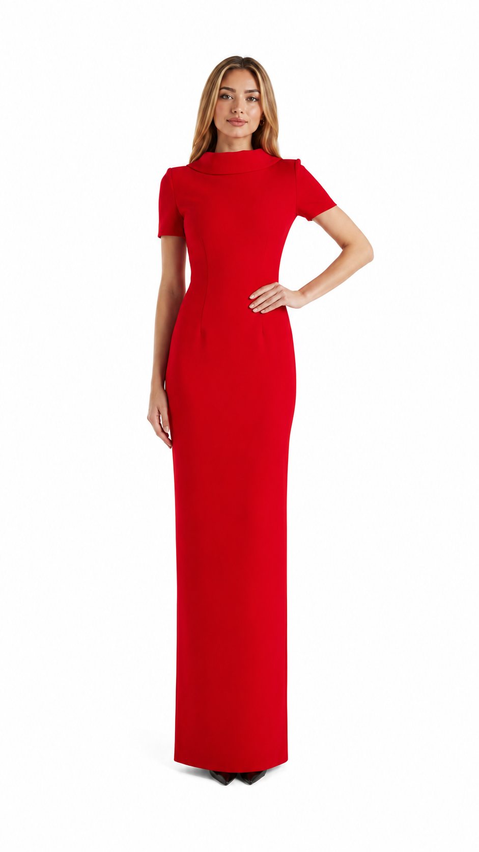 Red High Neck Column Maxi Dress – SCARLETT