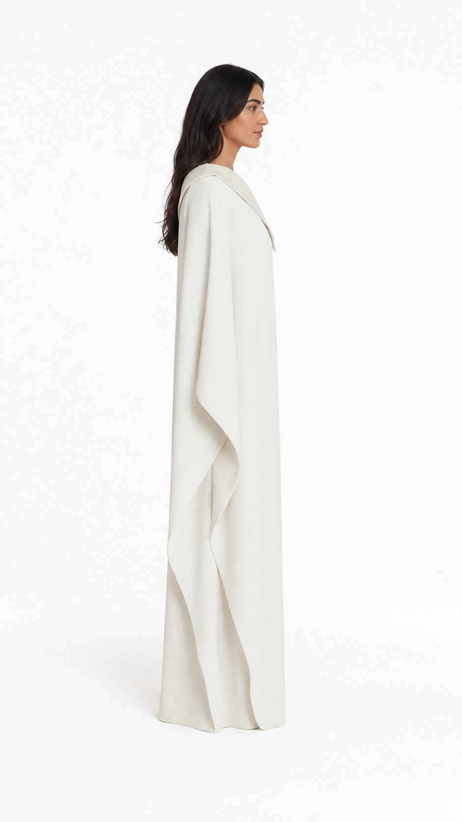 Ivory One-Shoulder Cape Column Gown – ELYSIA
