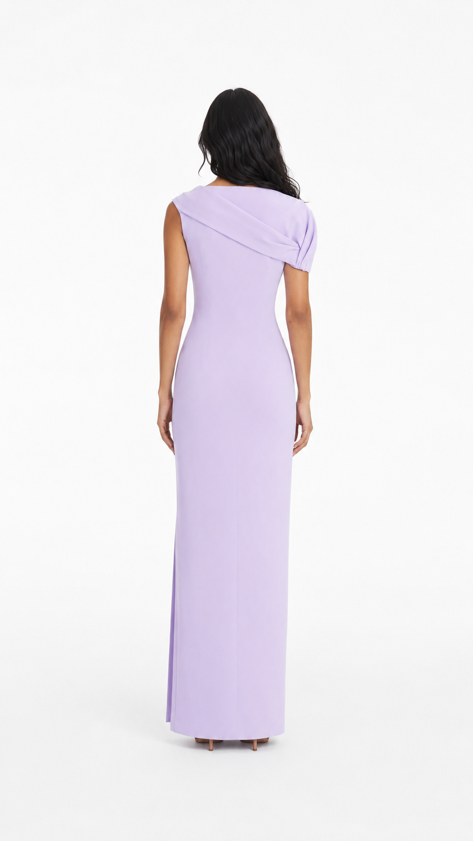 Lilac Draped One-Shoulder Slit Evening Gown – LAVINIA