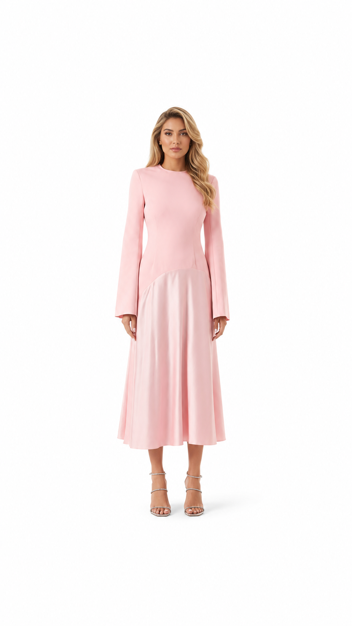 Blush Pink Flared Sleeve Midi Dress – ROSÉVA