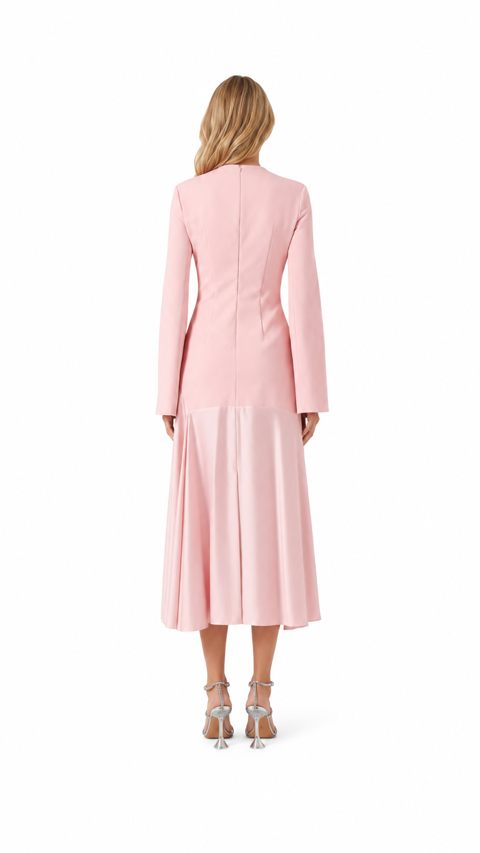 Blush Pink Flared Sleeve Midi Dress – ROSÉVA