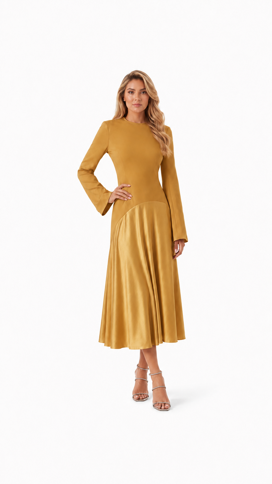 Blush Pink Flared Sleeve Midi Dress – ROSÉVA