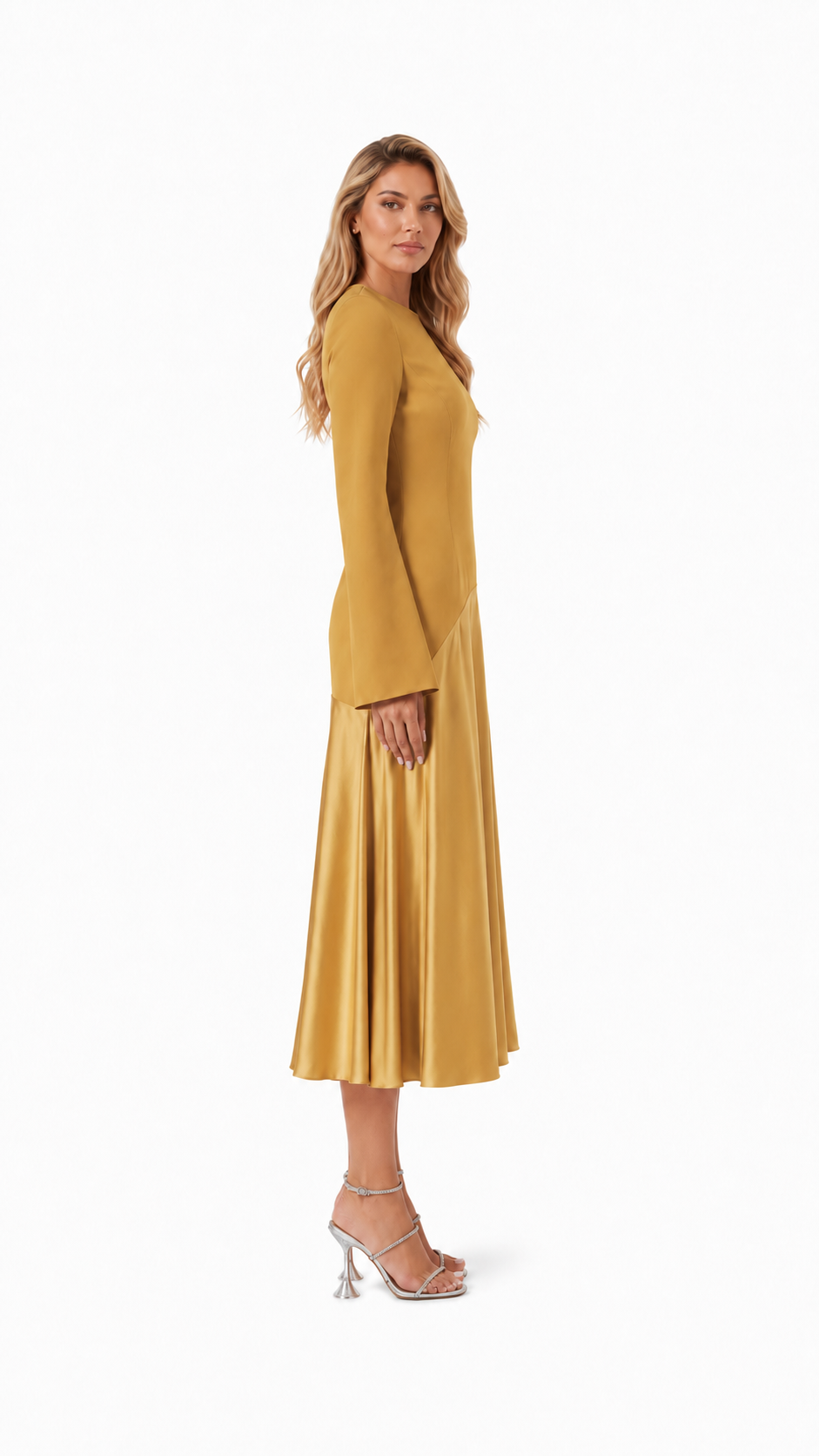 Blush Pink Flared Sleeve Midi Dress – ROSÉVA