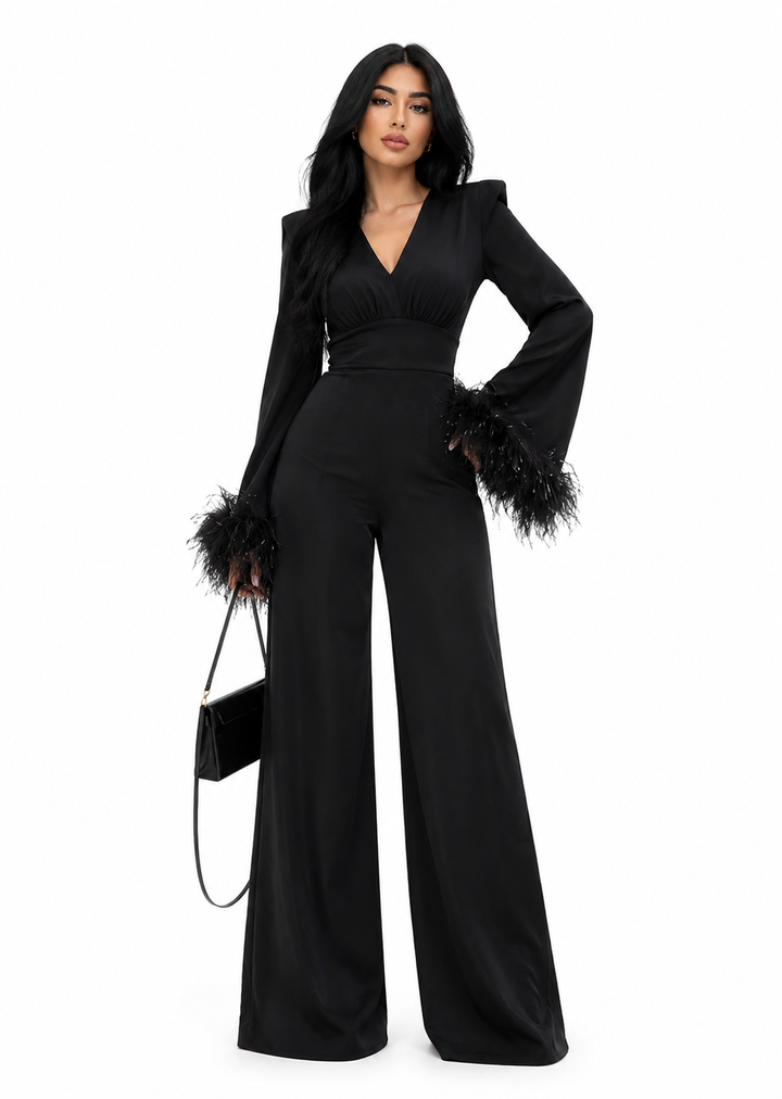 Feather Cuff Tailored Jumpsuit – VALERIE
