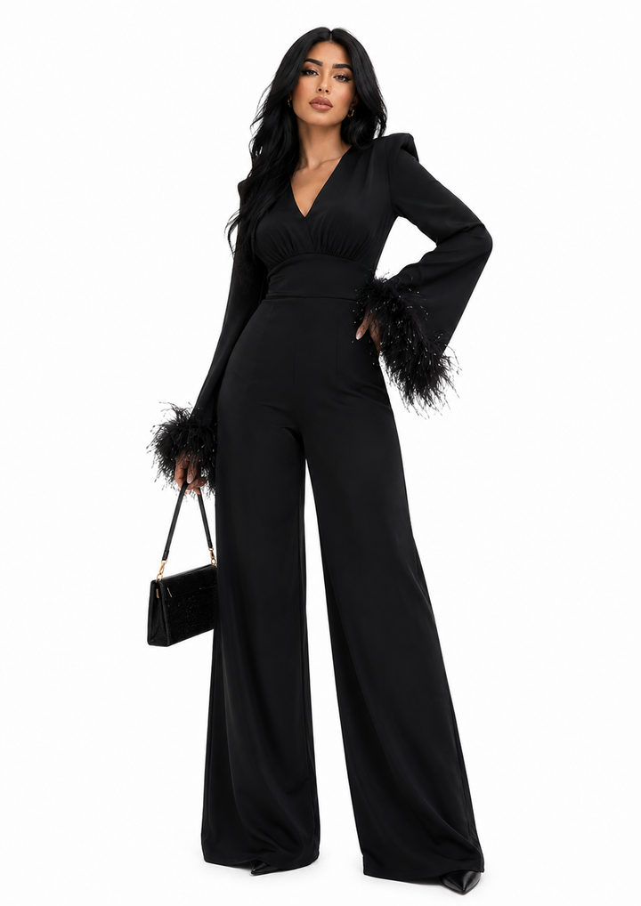 Feather Cuff Tailored Jumpsuit – VALERIE