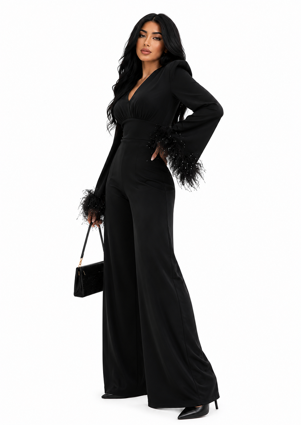 Feather Cuff Tailored Jumpsuit – VALERIE