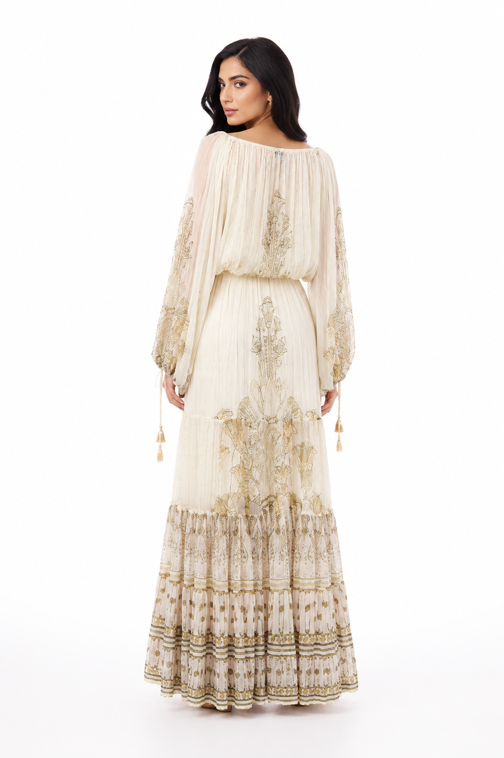 Printed Blouse & Pleated Maxi Skirt Set – NOELLE