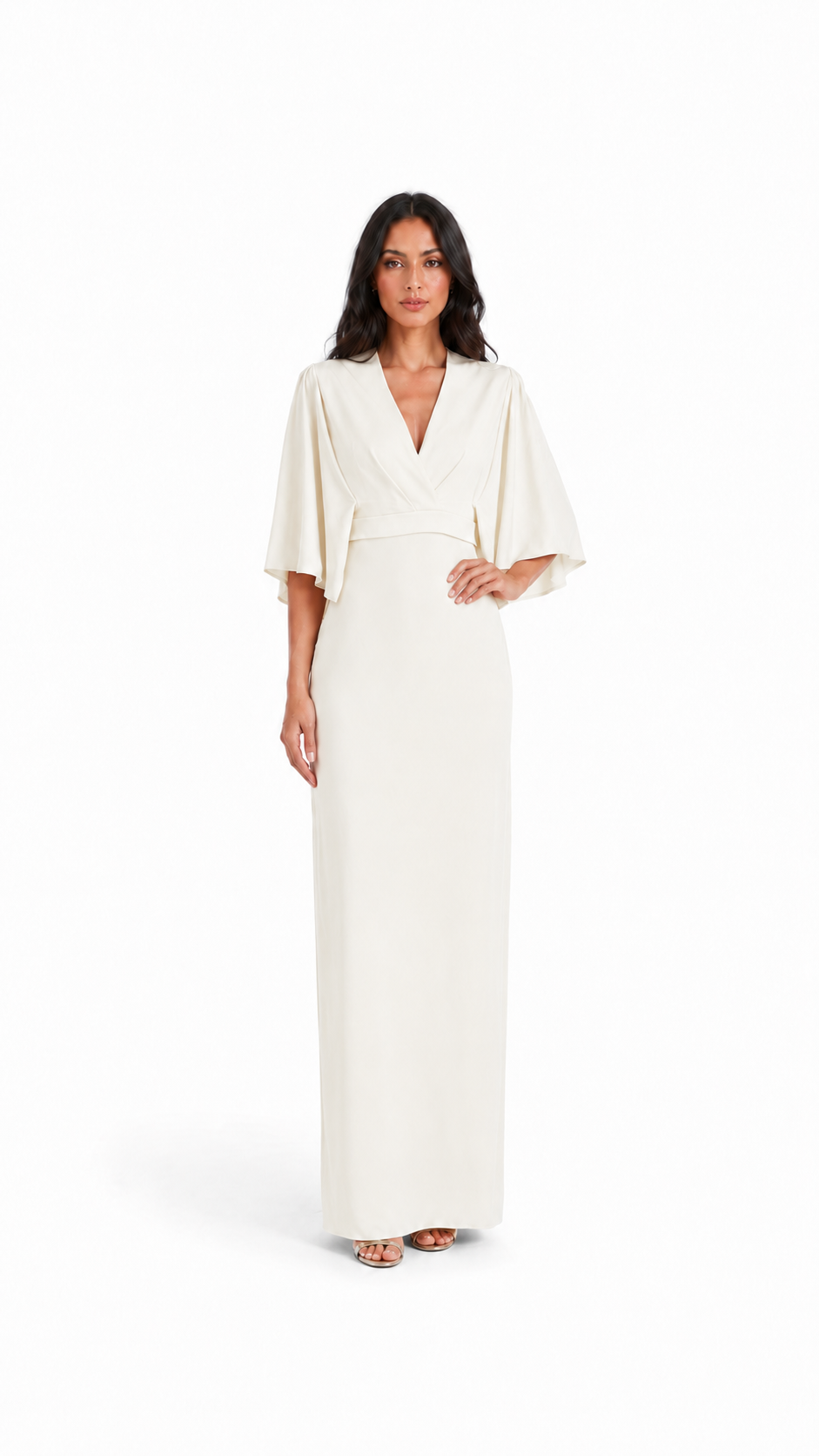 Mustard Draped V-Neck Maxi Dress – NOVA