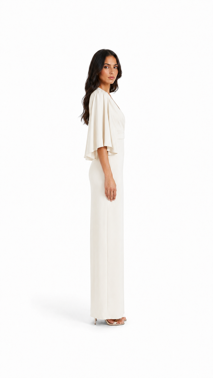 Mustard Draped V-Neck Maxi Dress – NOVA
