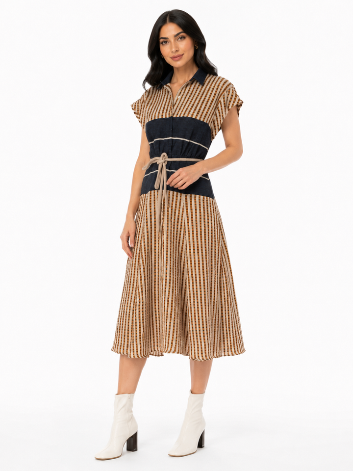 Striped Collared Midi Dress – SAVANNAH