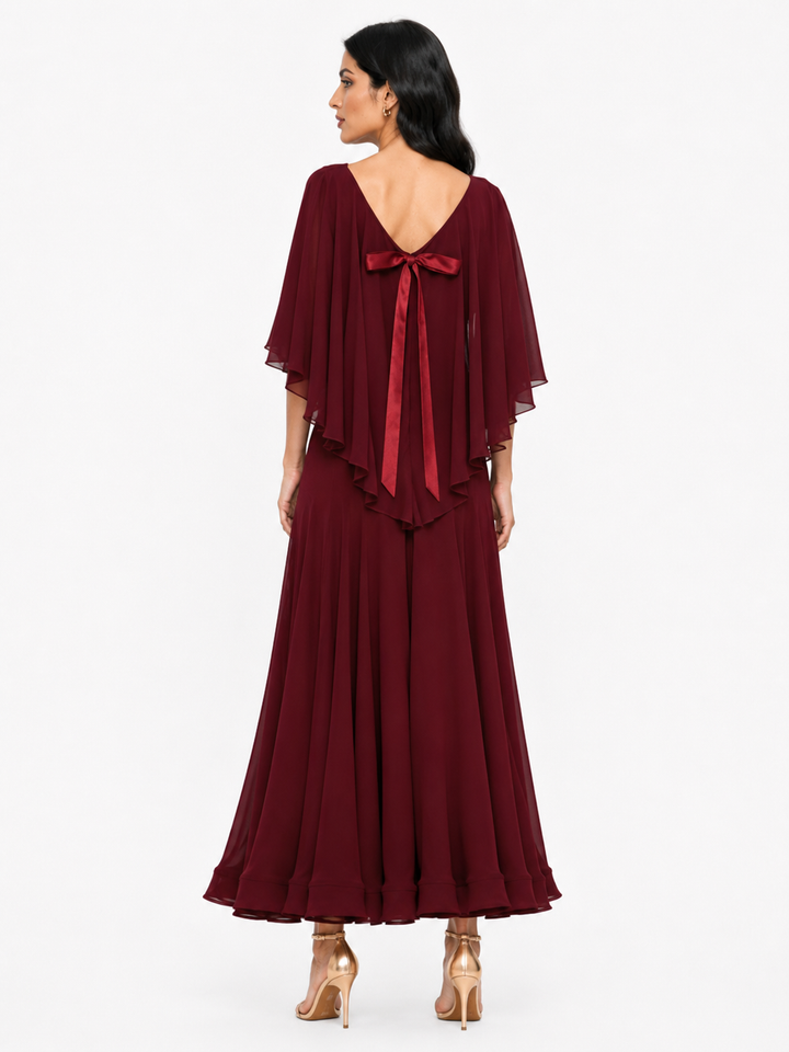 Cape Overlay Midi Dress – GABRIELLE