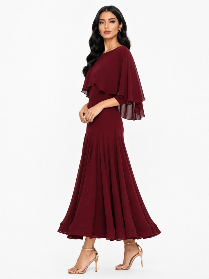 Cape Overlay Midi Dress – GABRIELLE