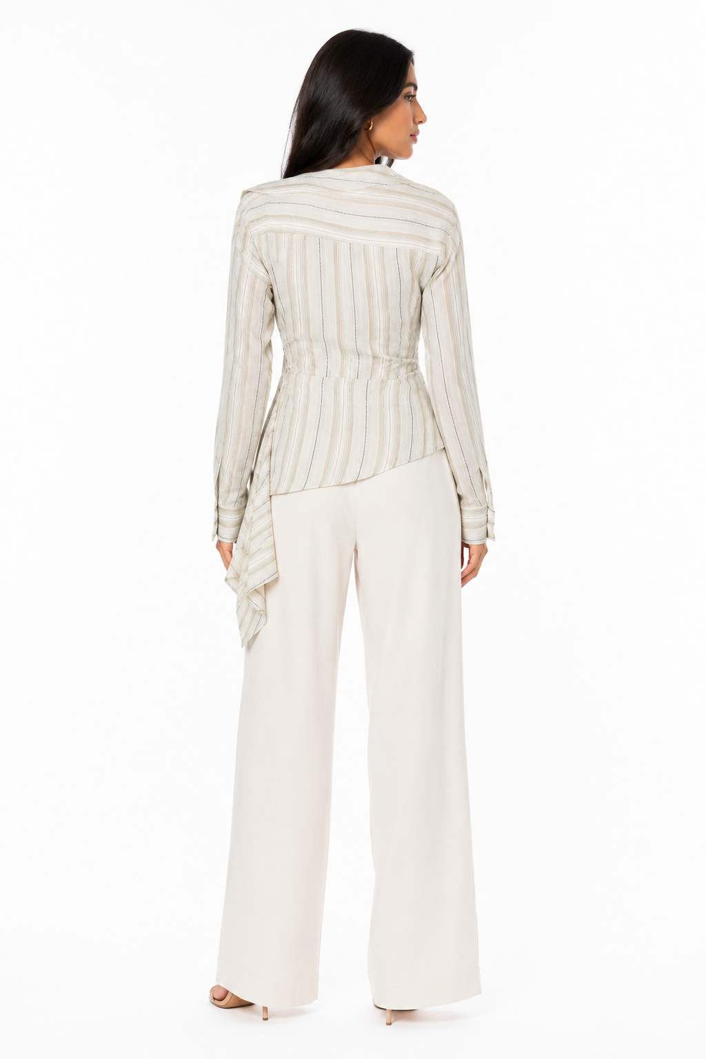 Asymmetric Striped Wrap Shirt - Elara