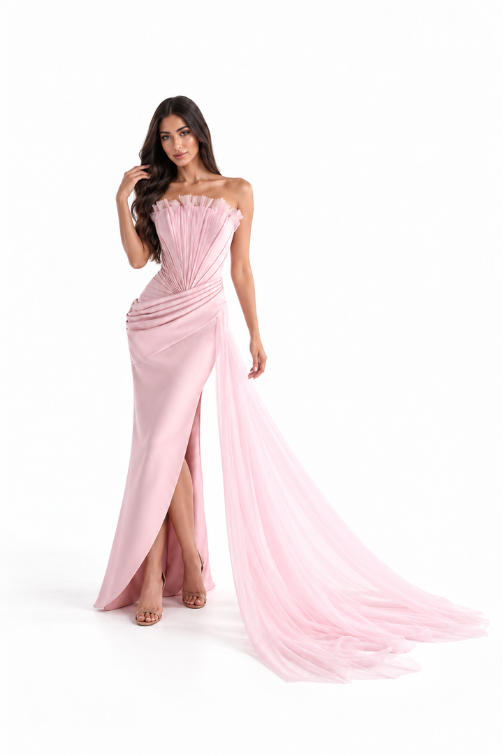 Draped Corset Gown - Pearl