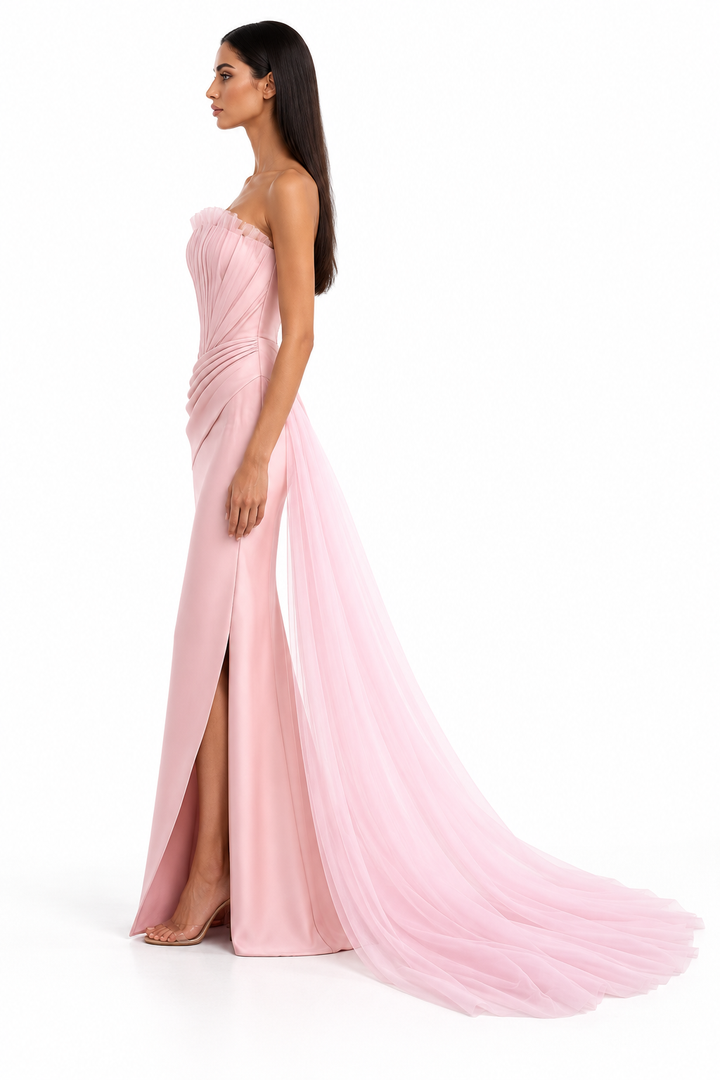 Draped Corset Gown - Pearl