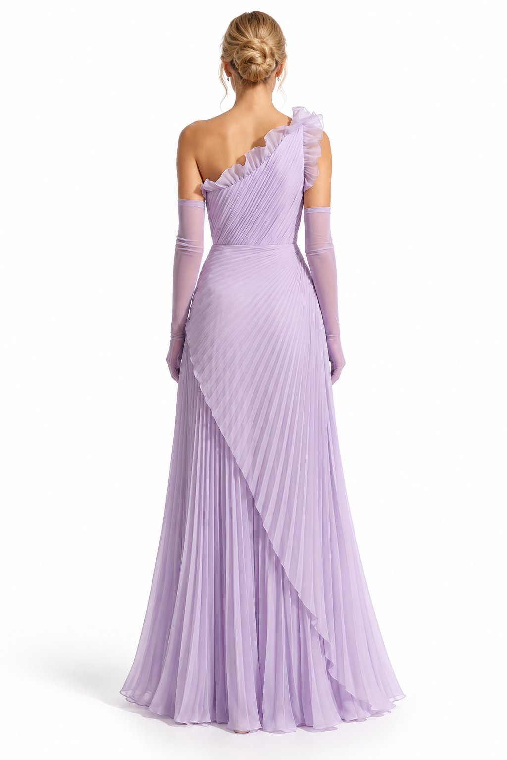 Pleated Ruffle Gown - Lavender