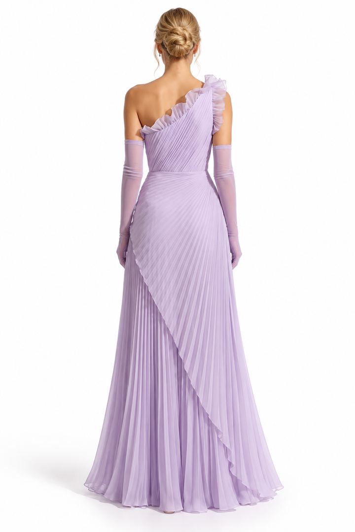 Pleated Ruffle Gown - Lavender