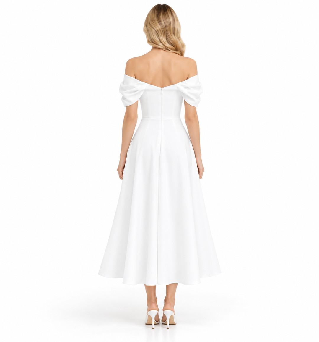 Draped Midi Dress - Ivory