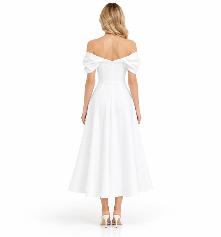Draped Midi Dress - Ivory