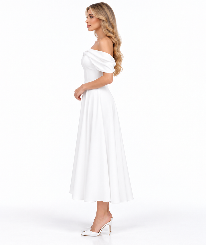Draped Midi Dress - Ivory