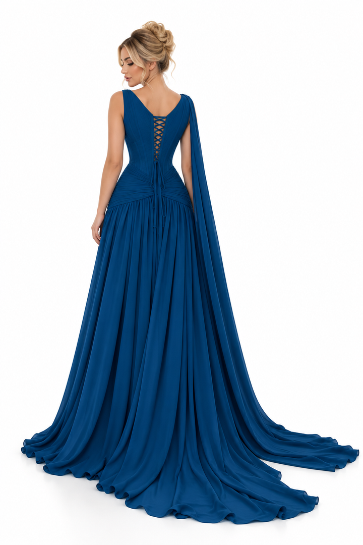 Corset Cape Gown - Teal