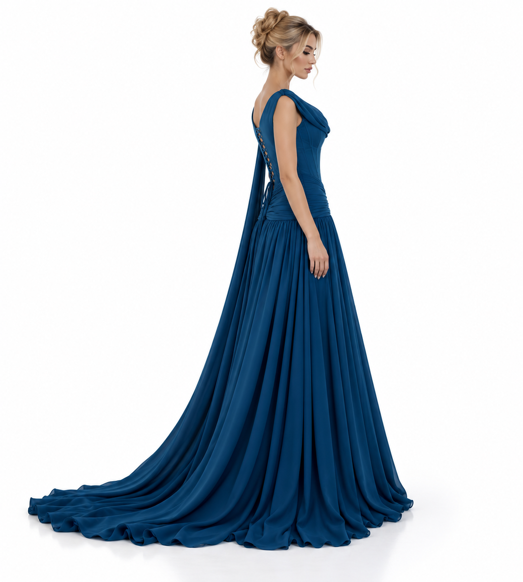 Corset Cape Gown - Teal