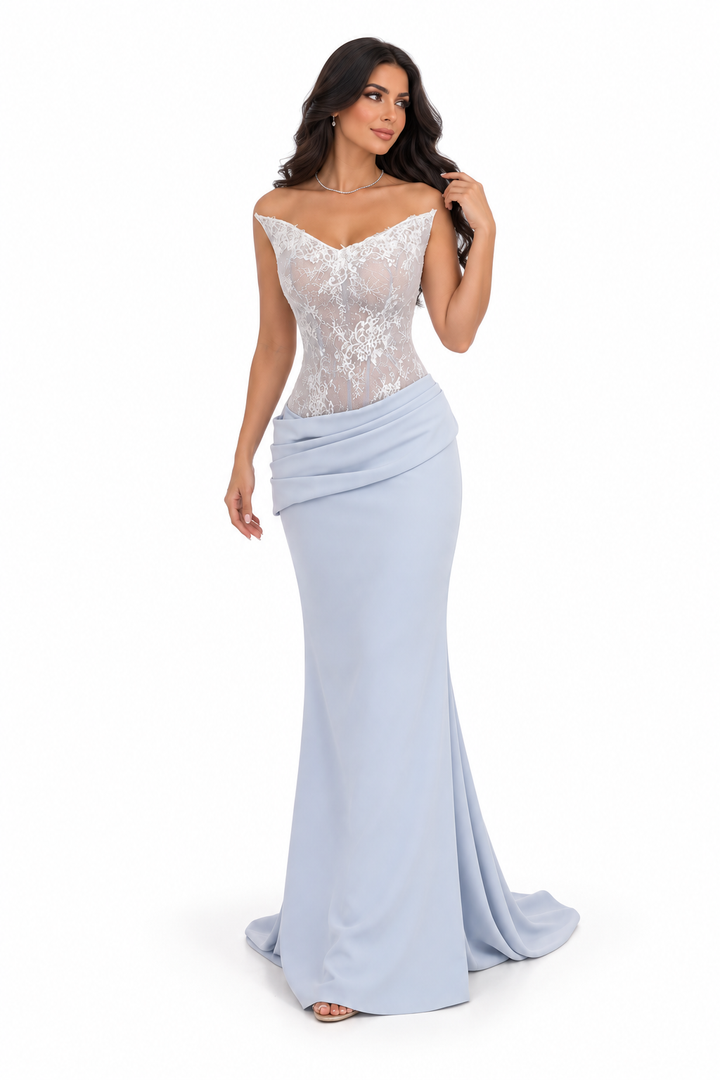 Lace Corset Gown - Silver